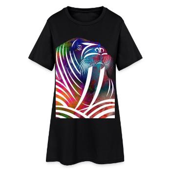 Morse coloré aux lignes aquarelle - Robe T-shirt Femme - noir - Devant