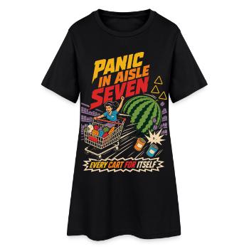 Panique dans l’humour du panique dans le chariot de courses Gear Seven - Robe T-shirt Femme - noir - Devant