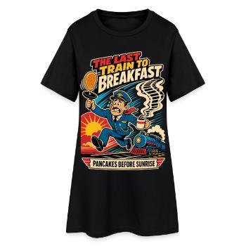 Le dernier train pour le petit-déjeuner – Humour ferroviaire - Robe T-shirt Femme - noir - Devant