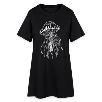 qualle-white - Frauen T-Shirt-Kleid - Schwarz - Vorne