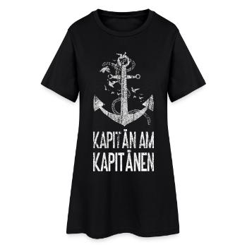 Kapitän am Kapitänen -Maritime Illustration - Frauen T-Shirt-Kleid - Schwarz - Vorne