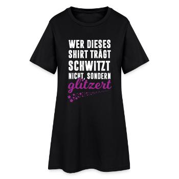 Fitness - Kein Schweiß sondern Glitzer - Frauen T-Shirt-Kleid - Schwarz - Vorne