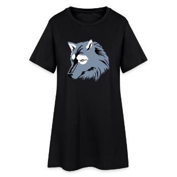 Wolf (3c) - Frauen T-Shirt-Kleid - Schwarz - Vorne