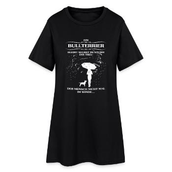 Frauen-Hundeshirt mit Bullterrier - Frauen T-Shirt-Kleid - Schwarz - Vorne