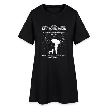 Frauen-Hundeshirt mit Deutscher Boxer - Frauen T-Shirt-Kleid - Schwarz - Vorne