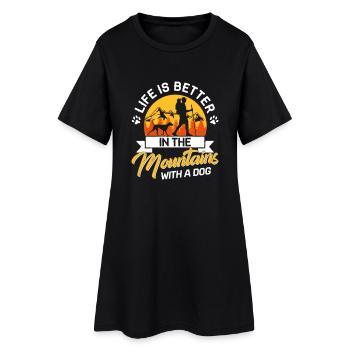 Life in the mountains with a Dog Berge Hund Zelten - Robe T-shirt Femme - noir - Devant