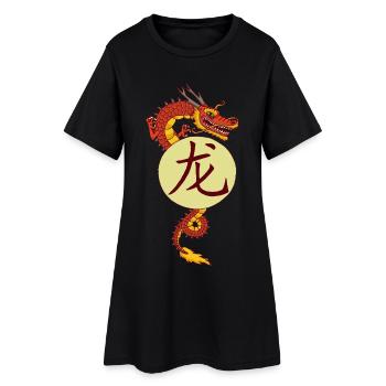 Dragon chinois vintage - Robe T-shirt Femme - noir - Devant