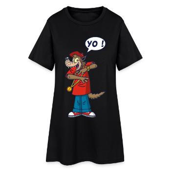 Wolf-Rapper - Frauen T-Shirt-Kleid - Schwarz - Vorne