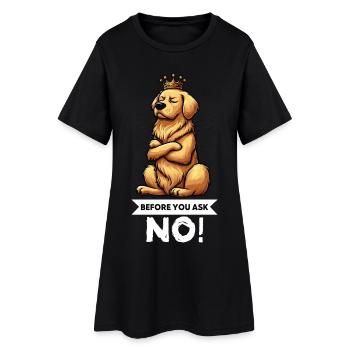 Avant de demander à Goldie Goldies Golden Retriever - Robe T-shirt Femme - noir - Devant