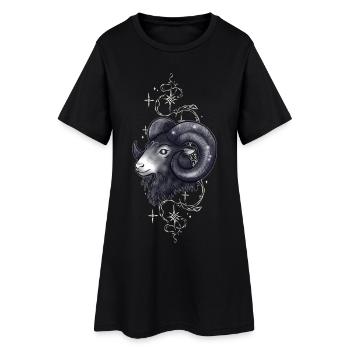 Widderkopf Schwarz-Weiß Sternzeichen Widder - Frauen T-Shirt-Kleid - Schwarz - Vorne