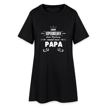 Superheld - Papa - Frauen T-Shirt-Kleid - Schwarz - Vorne