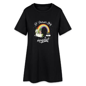 St. Patrick's Day Mops reitet Einhorn Irisch Kind - Women’s T-Shirt Dress - black - Front
