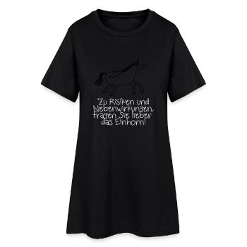 Einhorn Fragen - Zu Risiken und Nebenwirkungen - Frauen T-Shirt-Kleid - Schwarz - Vorne