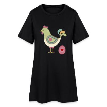 chicken11 - Frauen T-Shirt-Kleid - Schwarz - Vorne