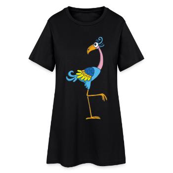 Oiseau rigolo - Robe T-shirt Femme - noir - Devant