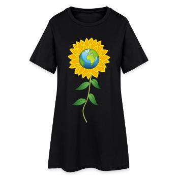Planète Terre et fleur de tournesol - Robe T-shirt Femme - noir - Devant