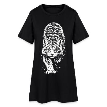 Lynx tribal – Motif animal de la forêt sauvage - Robe T-shirt Femme - noir - Devant