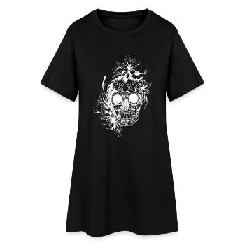 Totenkopf - Frauen T-Shirt-Kleid - Schwarz - Vorne