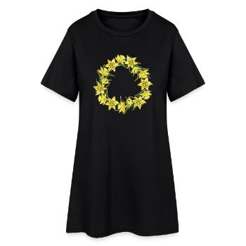 Valentin Pâques anniversaire de mariage jonquilles - Robe T-shirt Femme - noir - Devant