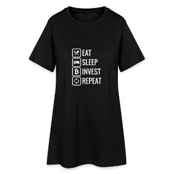 Eat Sleep Invest Repeat Bitcoin - Frauen T-Shirt-Kleid - Schwarz - Vorne