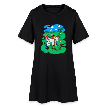 Unicorn sur Party - gueule de bois T-shirt - Robe T-shirt Femme - noir - Devant