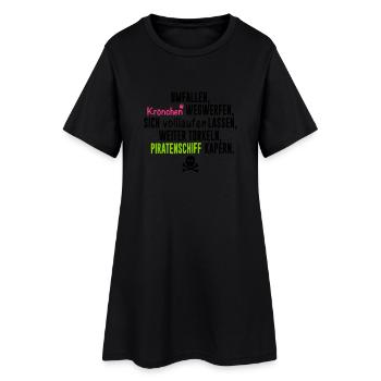 Krönchen vs Piratenschiff - Frauen T-Shirt-Kleid - Schwarz - Vorne