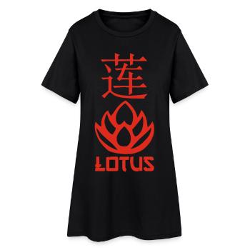 Roter Lotus und Asien - Frauen T-Shirt-Kleid - Schwarz - Vorne