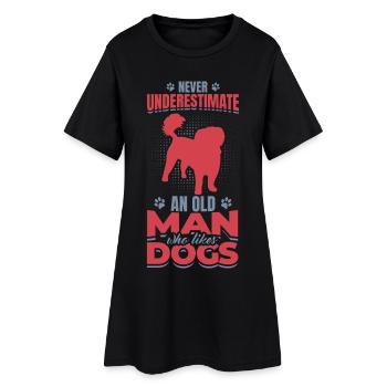 Vieil homme qui aime les chiens - Robe T-shirt Femme - noir - Devant