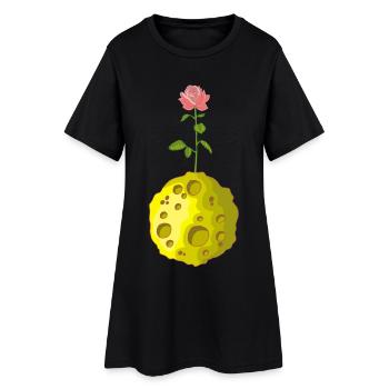 Blumiger Planet - Frauen T-Shirt-Kleid - Schwarz - Vorne