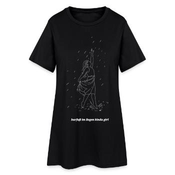 Une fille 👣 pieds nus sous la pluie - Robe T-shirt Femme - noir - Devant