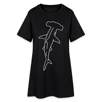 Dessin du contour du requin-marteau - Robe T-shirt Femme - noir - Devant