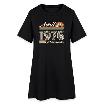 Avril 1976 anniversaire rétro 1976 April 1976 - Robe T-shirt Femme - noir - Devant