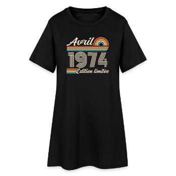  Avril 1974 anniversaire rétro 1974 April 1974 - Robe T-shirt Femme - noir - Devant