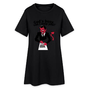 God's busy. Can i help? - Frauen T-Shirt-Kleid - Schwarz - Vorne