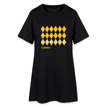 Kleinkariert - Frauen T-Shirt-Kleid - Schwarz - Vorne