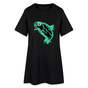 Forelle / Trout (3c) - Frauen T-Shirt-Kleid - Schwarz - Vorne