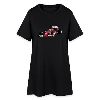 - Rennauto - Motorsport - Frauen T-Shirt-Kleid - Schwarz - Vorne
