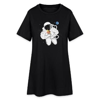Un astronaute avec un cornet de crème glacée - Robe T-shirt Femme - noir - Devant