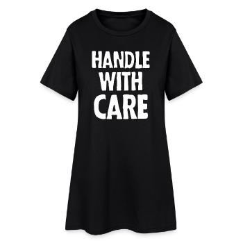 Handle with care (dark) - Frauen T-Shirt-Kleid - Schwarz - Vorne