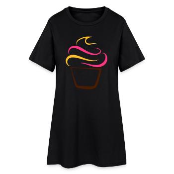 un dessin à la plume un petit gâteau - Robe T-shirt Femme - noir - Devant