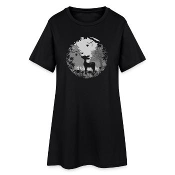 un faon avec un papillon - Robe T-shirt Femme - noir - Devant