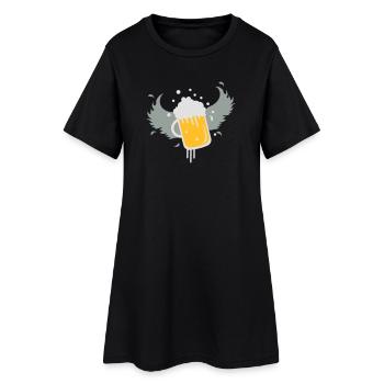 Verre de bière avec de la bière dans les coulisses - Robe T-shirt Femme - noir - Devant