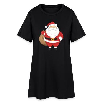 Santa Gift Sack Illustration - Women’s T-Shirt Dress - black - Front