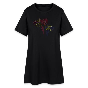 Feuerwerk - Frauen T-Shirt-Kleid - Schwarz - Vorne
