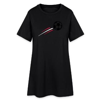 Fußball mit österreichischen Nationalfarben - Frauen T-Shirt-Kleid - Schwarz - Vorne