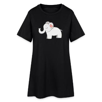 éléphant - Robe T-shirt Femme - noir - Devant