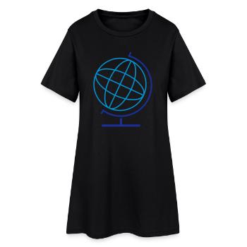 Geometric Globe Line Art - Women’s T-Shirt Dress - black - Front