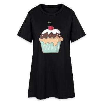 Cupcake - Frauen T-Shirt-Kleid - Schwarz - Vorne