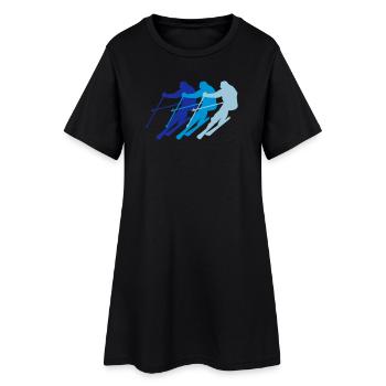 Ski - Frauen T-Shirt-Kleid - Schwarz - Vorne