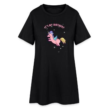 unicorn birthday unicorn birthday mystical fee - Women’s T-Shirt Dress - black - Front